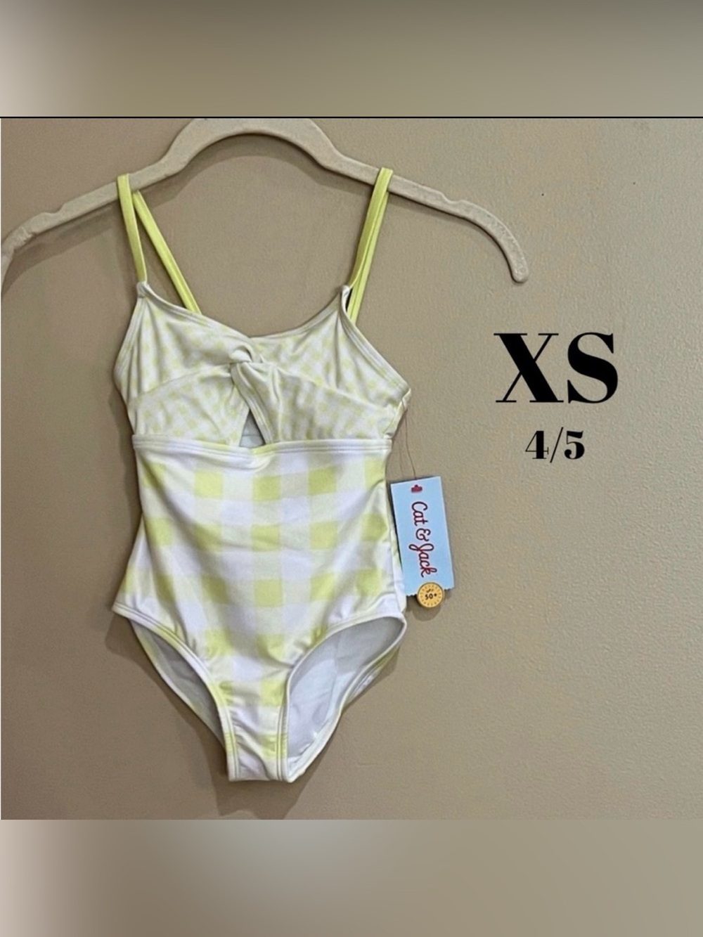 Cat & Jack Kids One Piece Swimsuit in Yellow and White